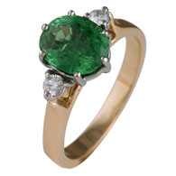 Oval Emerald 3-stone Engagement Ring