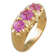 Three Stone Pink Sapphire Ring