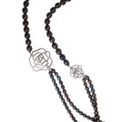 P1777L Rose Black Pearl Necklace