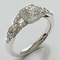 Split Crossing Shank Diamond Engagement Ring