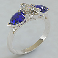 Marquise and Sapphire 3 Stone Engagement Ring
