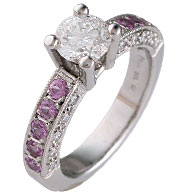 Brilliant Cut Engagement Ring Pink Sapphire Sidestones