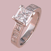 Princess Cut Engagement Ring Baguette Sides