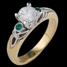 C1740 Emerald Trinity Diamond Engagement Ring