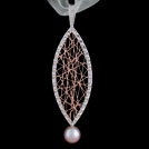 P1666  Marquise Shape Gold Pendant with Pearl