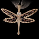 P1743B Dragonfly Diamond Gold Pendant Round Brilliant Eyes