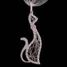 P1625S Cat Pink Diamond Set Gold Pendant