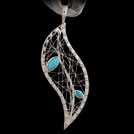 P1733 Gem Leaf Pendant Gold with Marquise Gemstones