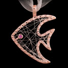 P1731 Angel Fish Diamond or Sapphire Gold Pendant