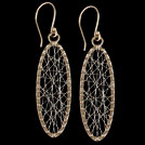 E1615 Oval Gold Drop Earrings