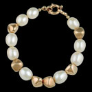 N1724M Gold Nugget and white Freshwater Pearl Bracelet