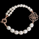N1778 Rose cutout Rose gold and freshwater pearl bracelet