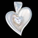 P1872 Heart Silver pendant with heart cubic zirconia