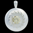 P1875 Sun Ray Silver and Yellow cubic zirconia pendant