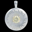 P1875B Sun Ray Silver and Yellow cubic zirconia pendant