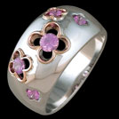C1614 Blossom White and rose gold pink sapphire ring