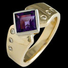 C1216 Square coloured gemstone and diamond ring