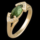 C1705 Marquise claw set Tourmaline and bead set diamond ring