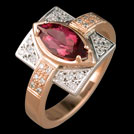 C1711 Rose and White gold Marquise Tourmaline and diamond ring