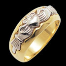 C1429 Claddagh yellow and white gold ring