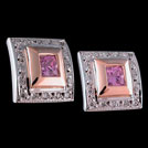 E1475 Square Pink Sapphire and diamond earrings