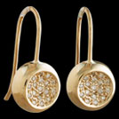 E1757 Yellow Gold pave Diamond set Concave Circle earrings