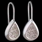 E1758 White gold pave Diamond set Concave Teardrop earrings
