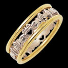 C1430 Claddagh Ring yellow and white gold design