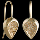 E1758B Yellow gold Diamond Concave Teardrop earrings
