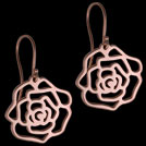 E1779 Rose Gold Rose drop earrings