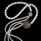 P1777L Rose White Pearl Necklace