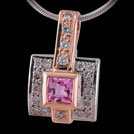 P1475 Princess Pink Sapphire and Diamond pendant