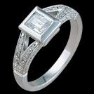 S1515 Split Shoulder Baguette White Gold Engagement Ring