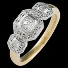 C1824 Asscher Trio Diamond Engagement Ring