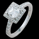 S1457 Princess Cut Diamond Halo Engagement Ring