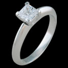 S1542 Princess Cut and Baguette White Gold Diamond Ring