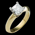 S1751 Princess Cut Diamond Solitaire Yellow and White Gold Ring