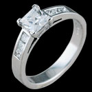 S1543 Princess Cut Diamond White Gold Engagement Ring