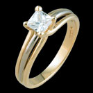 S1482P Two tone Princess Cut Diamond Solitaire Ring 