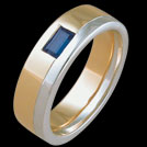 R1506 Two tone Baguette Sapphire mens ring