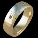 R1610 Two Tone Square notched mens ring