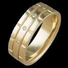R1737 Diamond Grooved Yellow Gold mens ring