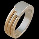 R1641MH White and Yellow Gold Bars mens ring