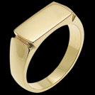 R946 Yellow gold Rectangle Signet mens ring