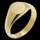R184A Yellow Gold Small Round Signet mens ring