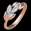 F1533D Leaf Ring Brilliant Diamonds Rose and White Gold