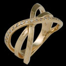 C1770 Crossover Triple Band Gold Diamond Ring