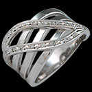 C1772 Crossover Five Strand Diamond Bead Set Dress Ring