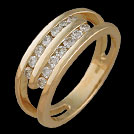 A1663 Double Row Diamond Gold Dress Ring