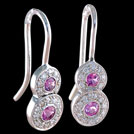 E1478 Pink Sapphire and Bead Set Diamond Earrings